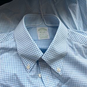 Brooks brothers light blue checked down down